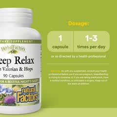 Natural Factors Herbal Factors Sleep Relax with Valerian & Hops 90 Capsules