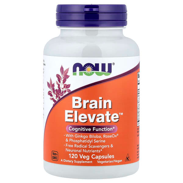 Now Foods Brain Elevate Cognitive Function Memory Support Antioxidant Support Veg Capsules