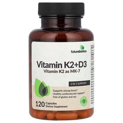 Futurebiotics Vitamin K2+D3 Vitamin K2 as Mk-7 Bone Health Calcium Utilisation Cardiovascular Health Capsules