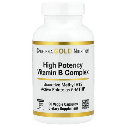California Gold Nutrition High Potency Vitamin B Complex with Thiamin HCl Niacin Pantothenic Acid and Inositol Veggie Capsules