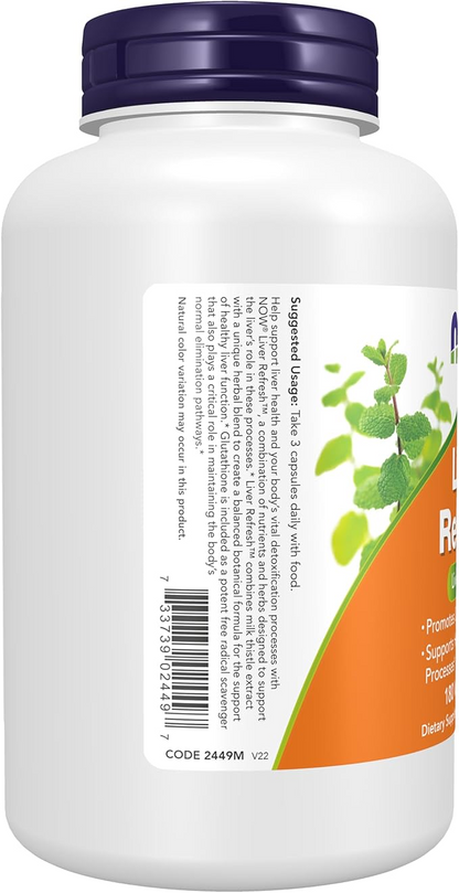 Now Foods Liver Refresh with Milk Thistle Extract and Unique Herb-Enzyme Blend, 180 Veg Capsules
