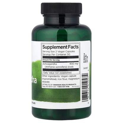Swanson Vitamins Full Spectrum Ashwagandha Stress Support" 450 Mg per Capsule 100 Vegan Capsules