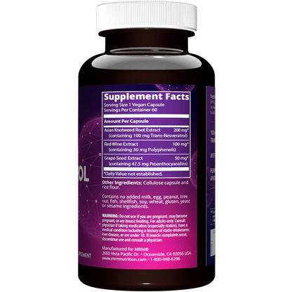 MRM Nutrition Resveratrol Healthy aging Antioxidant support 60 Vegan Capsules
