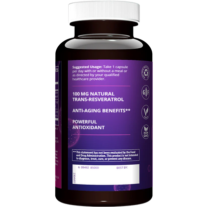 MRM Nutrition Resveratrol Healthy aging Antioxidant support 60 Vegan Capsules