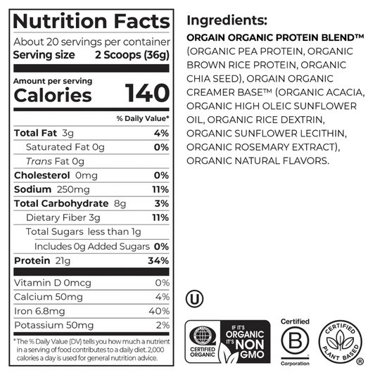 Orgain Organic Protein Powder Plant Based Natural Unsweetened 720g