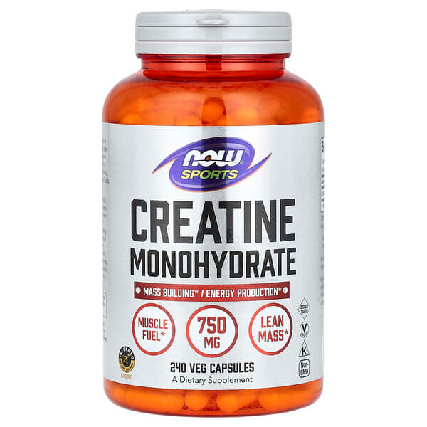 Now Foods Sports Creatine Monohydrate Mass Building/energy Production Veg Capsules (0.75g per Capsule)