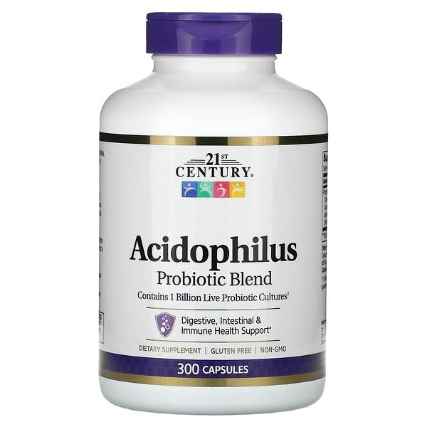 21st Century Acidophilus Probiotic Blend Contains 1 Billion Live Probiotic Cultures Digestive, Intestinal & Immune Health Support Capsules