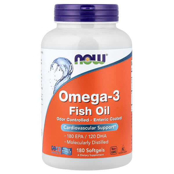 Now Foods Omega-3 Fish Oil Cardiovascular Health Brain and Eye Health General Wellness Softgels