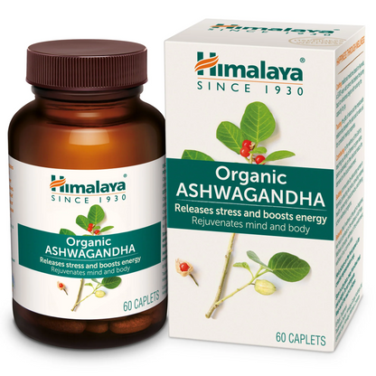 Himalaya Organic Ashwagandha DHA Releases Stress and Boosts Energy Rejuvenates Mind and Body Caplets