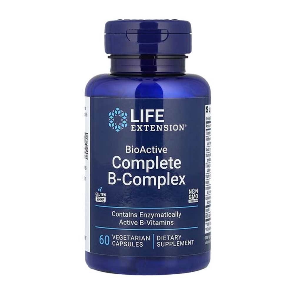 Life Extension Bio Active Complete B-Complex Energy & Metabolism, Brain Health, Full Spectrum Formula 60 Vegetarian Capsules