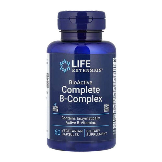 Life Extension Bio Active Complete B-Complex Energy & Metabolism, Brain Health, Full Spectrum Formula 60 Vegetarian Capsules