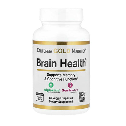 California Gold Nutrition Brain Health Supports Memory & Cognitive Function Alpha Size and Serin Aid 60 Veggie Capsules