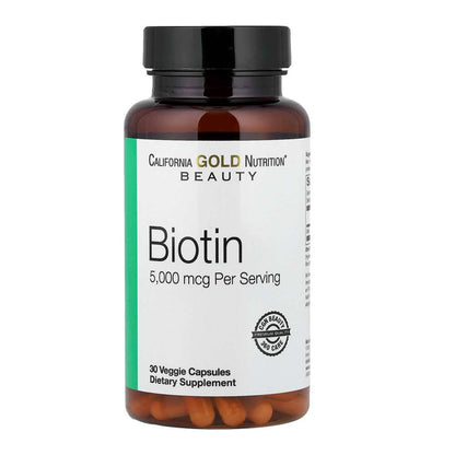 California Gold Nutrition Biotin 5,000 Mcg 30 Veggie Capsules