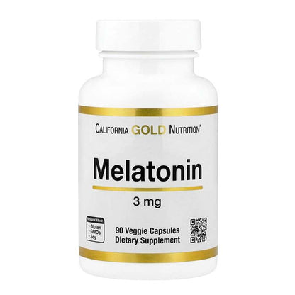 California Gold Nutrition Melatonin 3 Mg Sleep Cycle Support Relaxation Support 90 Veggie Capsules