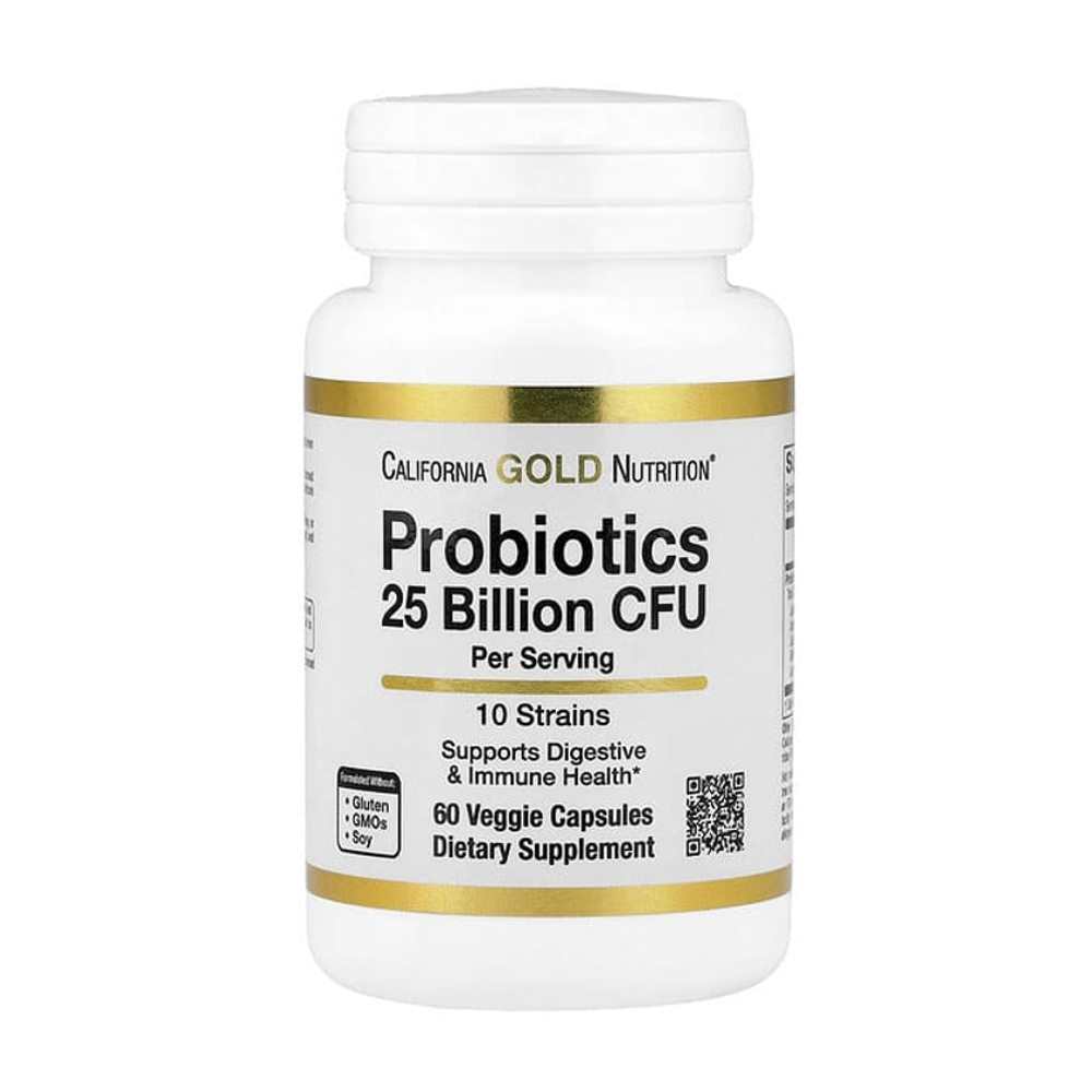California Gold Nutrition Probiotics 25 Billion Cfu per Serving 10 Strains Supports Digestive & Immune Health Veggie Capsules