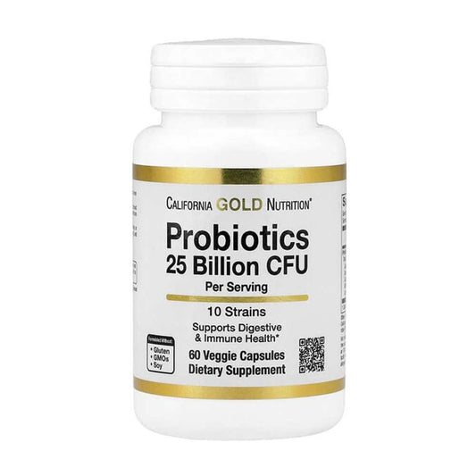 California Gold Nutrition Probiotics 25 Billion Cfu per Serving 10 Strains Supports Digestive & Immune Health Veggie Capsules