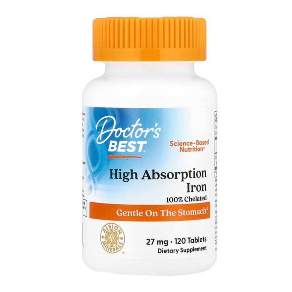 Doctor's Best High Absorption Iron Gentle on The Stomach 27 Mg 120 Tablets