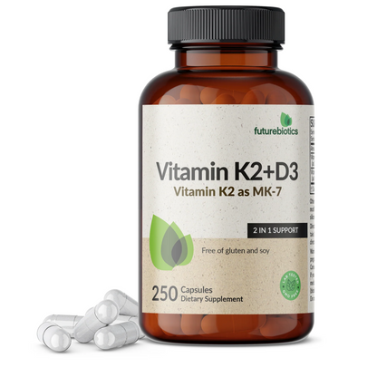 Futurebiotics Vitamin K2+D3 Vitamin K2 as Mk-7 Bone Health Calcium Utilisation Cardiovascular Health Capsules