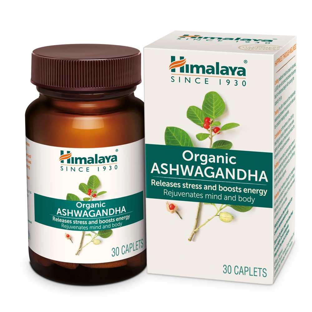Himalaya Organic Ashwagandha DHA Releases Stress and Boosts Energy Rejuvenates Mind and Body Caplets
