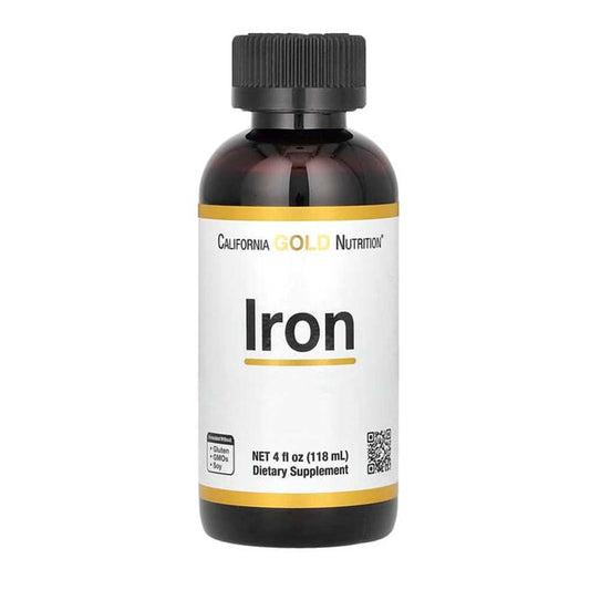 California Gold Nutrition Iron as Ferrous Bisglycinate Chelate and Yellow Dock Root liquid 4 fl oz