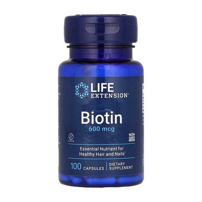 Life Extension Biotin 600 Mcg Essential Nutrient for Healthy Hair and Nails 100 Capsules
