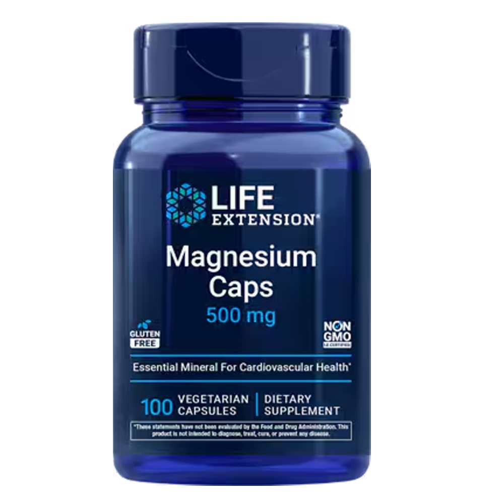 Life Extension Magnesium 500 mg Cardiovascular health Bone health Energy metabolism Nervous system support 100 Vegetarian Capsules