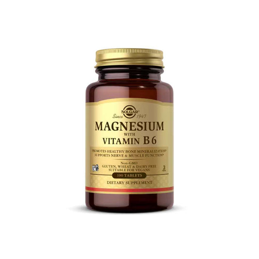 Solgar Magnesium with Vitamin B6 Bone Health Muscle and Nerve Function Energy Metabolism Tablets
