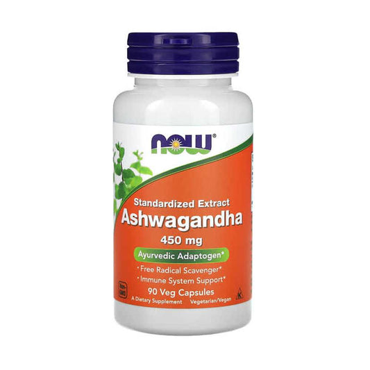 Now Foods Ashwagandha Ayurvedic Adaptogen standardised Extract 450 Mg Stress Support Immune Support  Antioxidant Support Veg Capsules