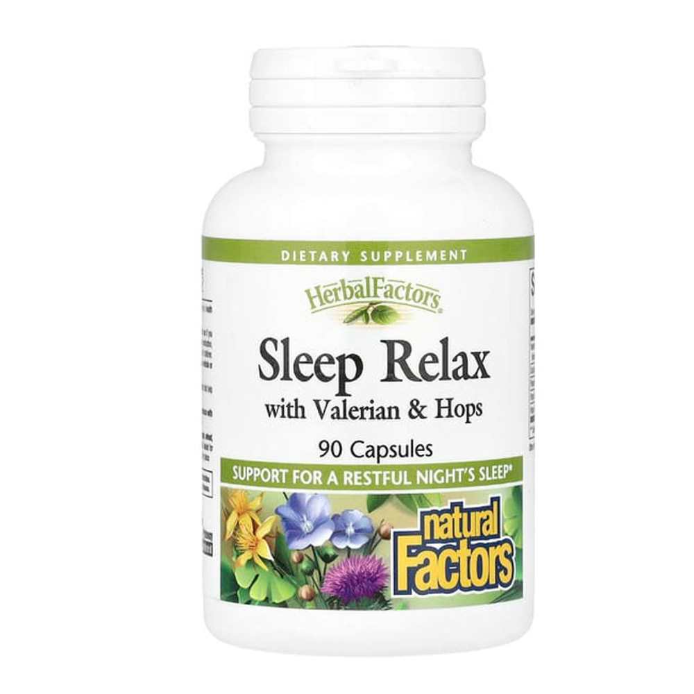 Natural Factors Herbal Factors Sleep Relax with Valerian & Hops 90 Capsules