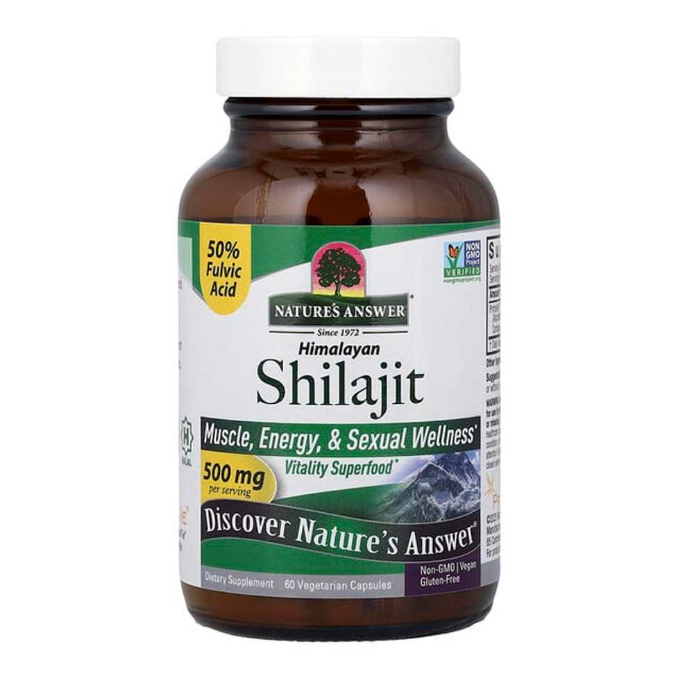 Nature's Answer Himalayan Shilajit 250 Mg per Cap Muscle, Energy, & Sexual Wellness Vitality Superfood 60 Vegetarian Capsules