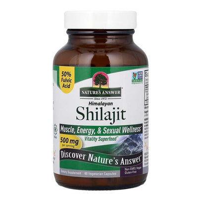Nature's Answer Himalayan Shilajit 250 Mg per Cap Muscle, Energy, & Sexual Wellness Vitality Superfood 60 Vegetarian Capsules