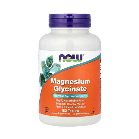 Now Foods Magnesium Glycinate Nervous System Support 180 Tablets