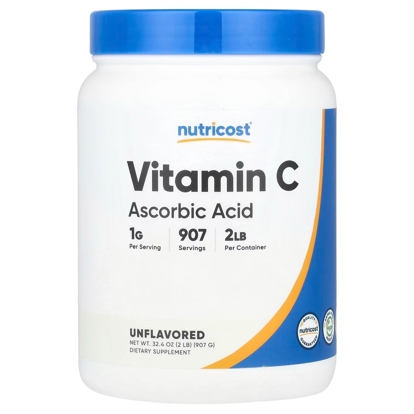 Nutricost Ascorbic Acid Powder Vitamin C 2 lbs (907g) – Gluten-Free & Non-GMO Vitamin C Supplement