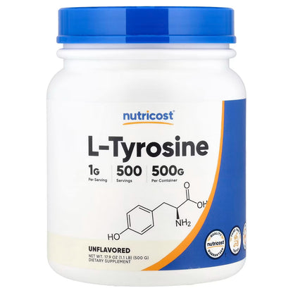 Nutricost L-Tyrosine Powder 500g – Pure L-Tyrosine, 1000mg Per Serving, Amino Acid Supplement