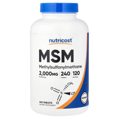 Nutricost MSM 2000mg – Methylsulfonylmethane, 240 Tablets, High-Potency MSM Supplement