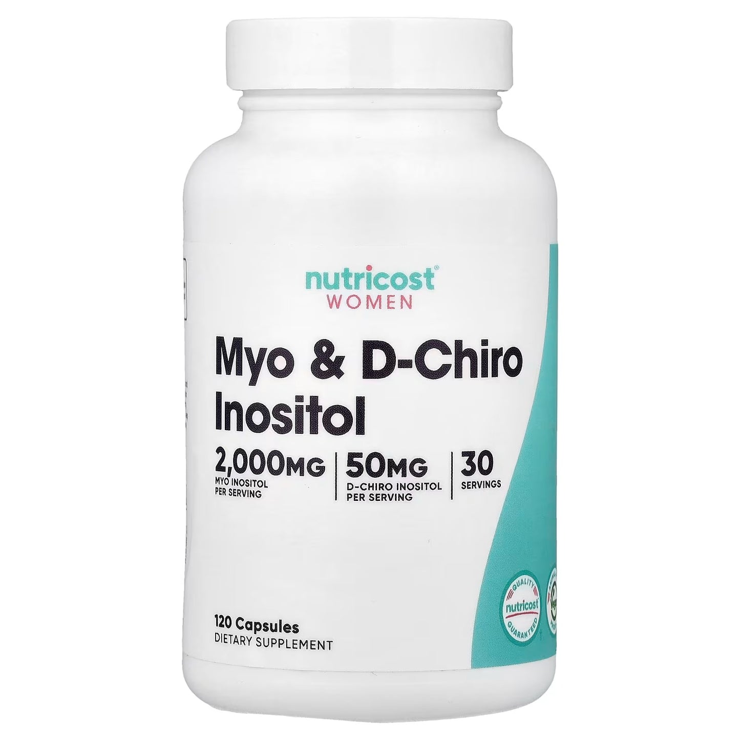 Nutricost Myo Inositol & D-Chiro Inositol for Women, 120 Capsules – 2000mg Myo + 50mg D-Chiro, Gluten-Free & Non-GMO