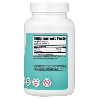 Nutricost Myo Inositol & D-Chiro Inositol for Women, 120 Capsules – 2000mg Myo + 50mg D-Chiro, Gluten-Free & Non-GMO