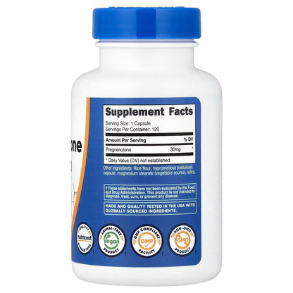 Nutricost Pregnenolone 30mg – 120 Vegetarian Capsules, Gluten-Free Hormone Support Supplement