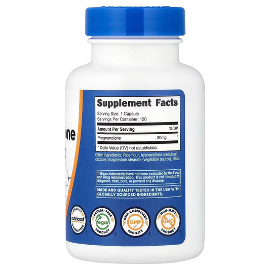 Nutricost Pregnenolone 30mg – 120 Vegetarian Capsules, Gluten-Free Hormone Support Supplement