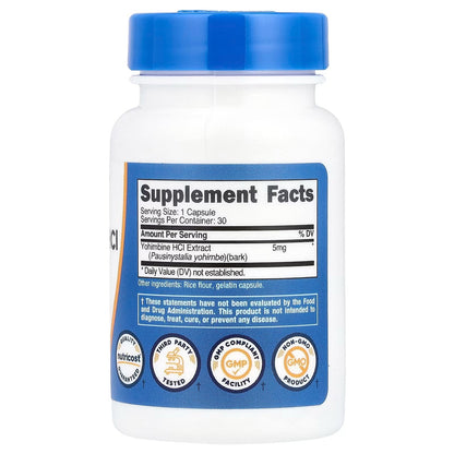 Nutricost Yohimbine HCl 5mg – 120 Capsules, Gluten-Free & Non-GMO