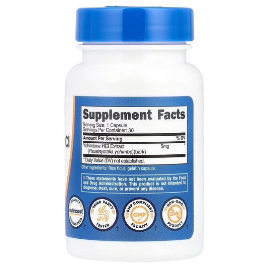 Nutricost Yohimbine HCl 5mg – 120 Capsules, Gluten-Free & Non-GMO