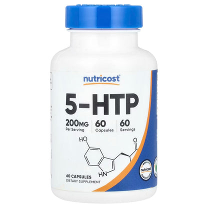 Nutricost 5-HTP 200mg (5-Hydroxytryptophan) – 60 Vegetarian Capsules, Non-GMO & Gluten-Free