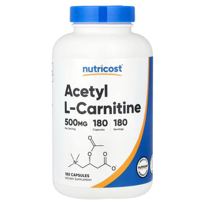 Nutricost Acetyl L-Carnitine (ALCAR) 500mg – 180 Capsules GMO-Free & Gluten-Free