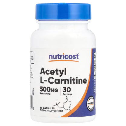 Nutricost Acetyl L-Carnitine 500mg – 180 Capsules, 3 Bottles, Non-GMO & Gluten-Free Supplement