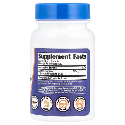 Nutricost Acetyl L-Carnitine 500mg – 180 Capsules, 3 Bottles, Non-GMO & Gluten-Free Supplement