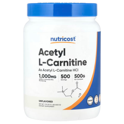 Nutricost Acetyl L-Carnitine 500mg – 180 Capsules, 2 Bottles, Non-GMO & Gluten-Free
