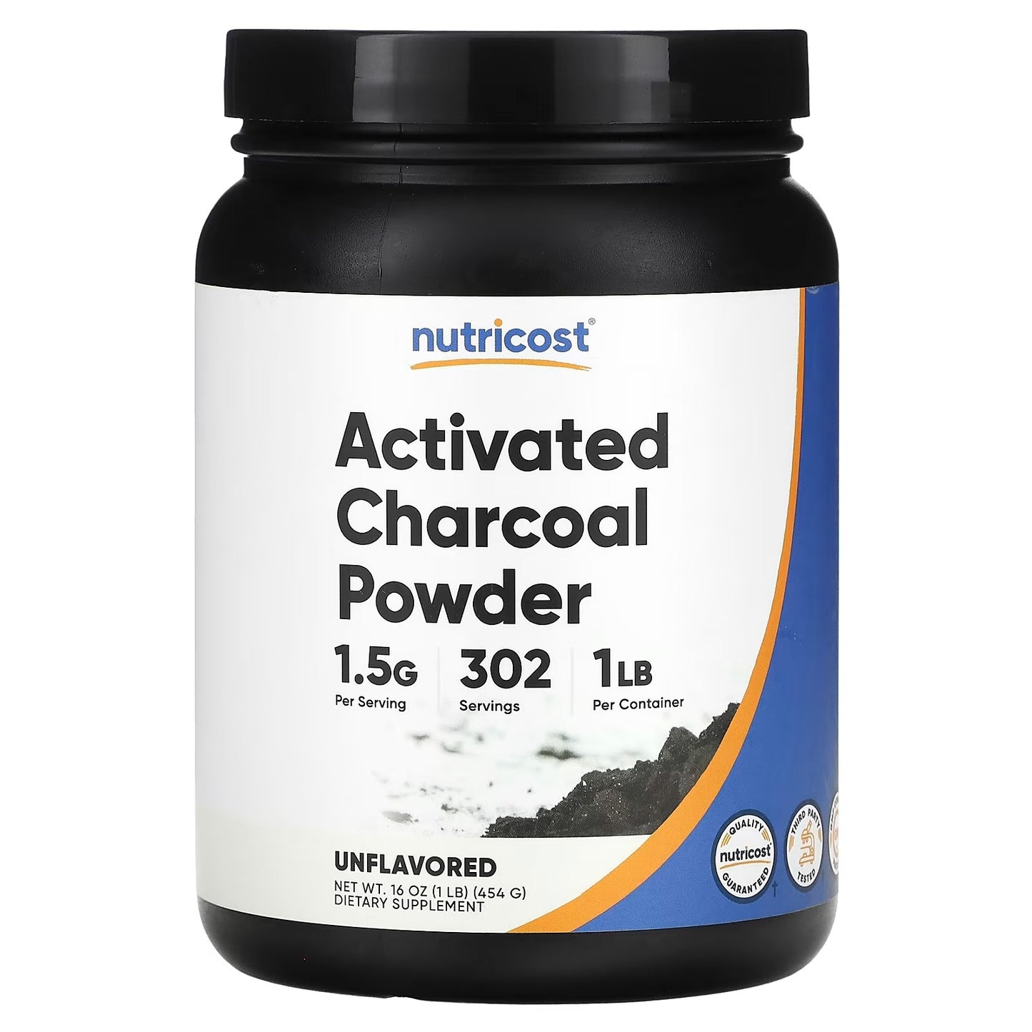 Nutricost Activated Charcoal Powder 1 lb (454g) – Food Grade, Gluten-Free Powder