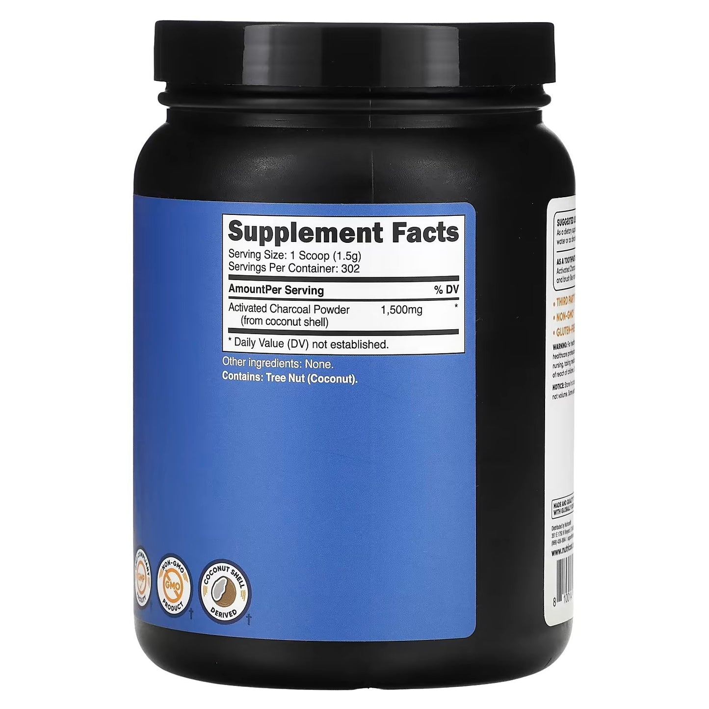 Nutricost Activated Charcoal Powder 1 lb (454g) – Food Grade, Gluten-Free Powder