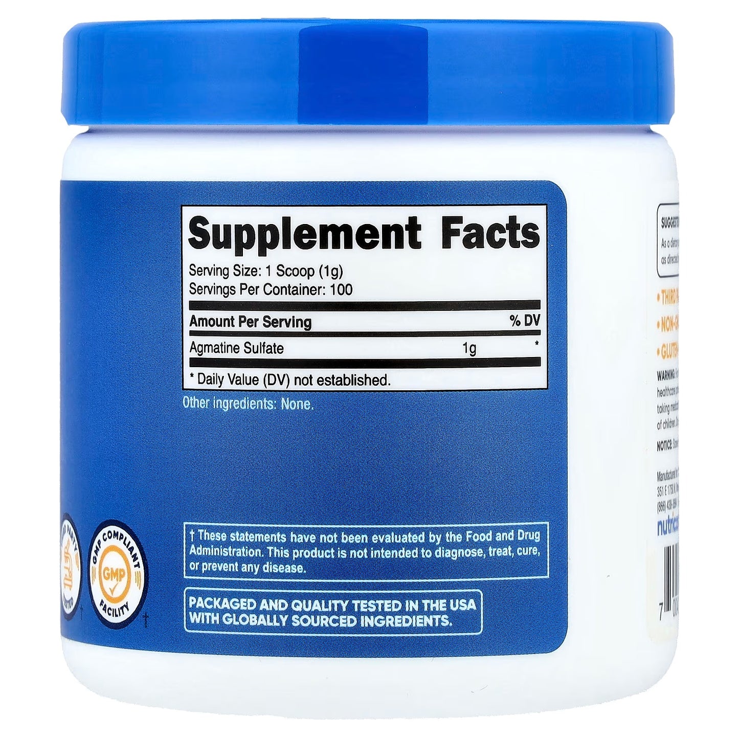 Nutricost Agmatine Powder 100g – Pure Agmatine, 100 Servings, Amino Acid Supplement