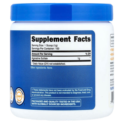Nutricost Agmatine Powder 100g – Pure Agmatine, 100 Servings, Amino Acid Supplement